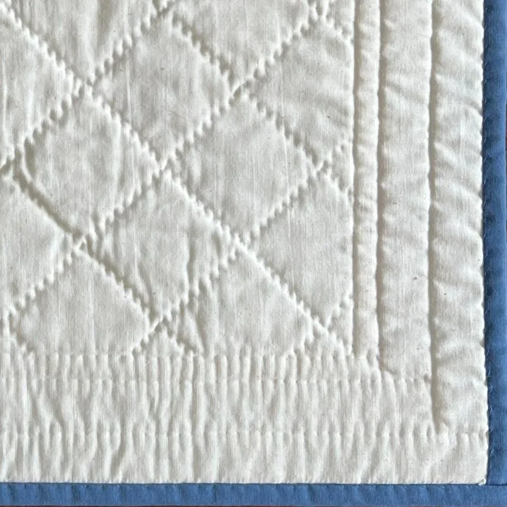 Handmade Hand Stitched Appliqué Quilted Floral Wall Hanging Table Topper Blue